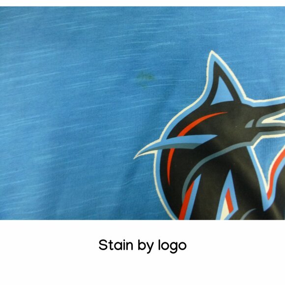 Miami Marlins New Era Front Twist Top T-Shirt **STAIN BY LOGO** - Picture 8 of 14